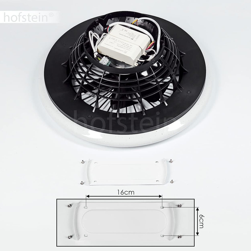 LED Deckenventilator Piraeus, Deckenlampe mit Ventilator aus Metall und Kunststoff in Schwarz und Weiß, über Fernbedienung dimmbar, Timer und Nachtlicht, 30 Watt, 2200 Lumen, 3000-6500 Kelvin