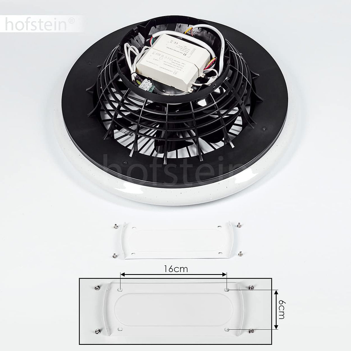 LED Deckenventilator Piraeus, Deckenlampe mit Ventilator aus Metall und Kunststoff in Schwarz und Weiß, über Fernbedienung dimmbar, Timer und Nachtlicht, 30 Watt, 2200 Lumen, 3000-6500 Kelvin