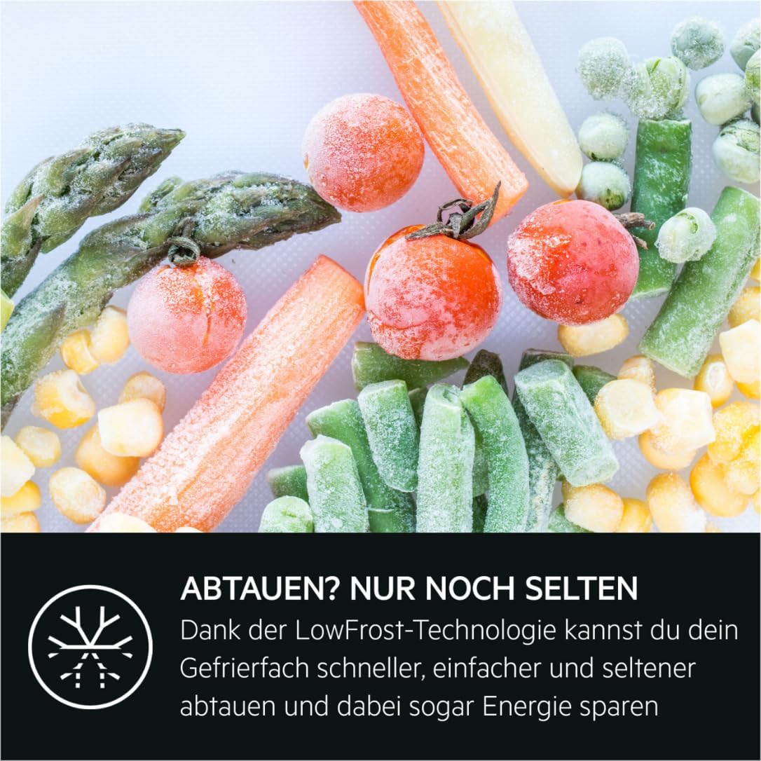 AEG Einbau-Kühl-Gefrierkombination 144.6x56 cm, Serie 5000 ColdSense – Sensoren schützen Frische, 160 L Kühlen & 57 Liter Gefrieren, LowFrost – weniger Eisbildung, LED, Schlepptür, D, TSC5S141DS