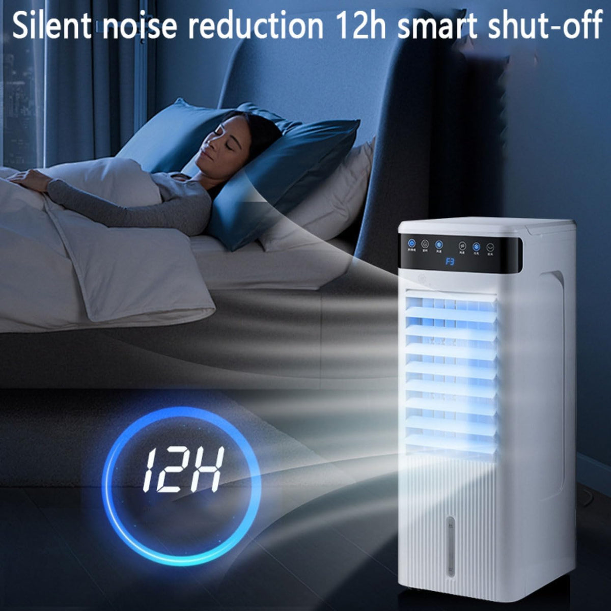Mobiler Wassergekühlter Bodenventilator, leise oszillierende Klimaanlage mit 3 Windgeschwindigkeiten, Twin Turbolader, 4L Wassertank für Zuhause oder Büro