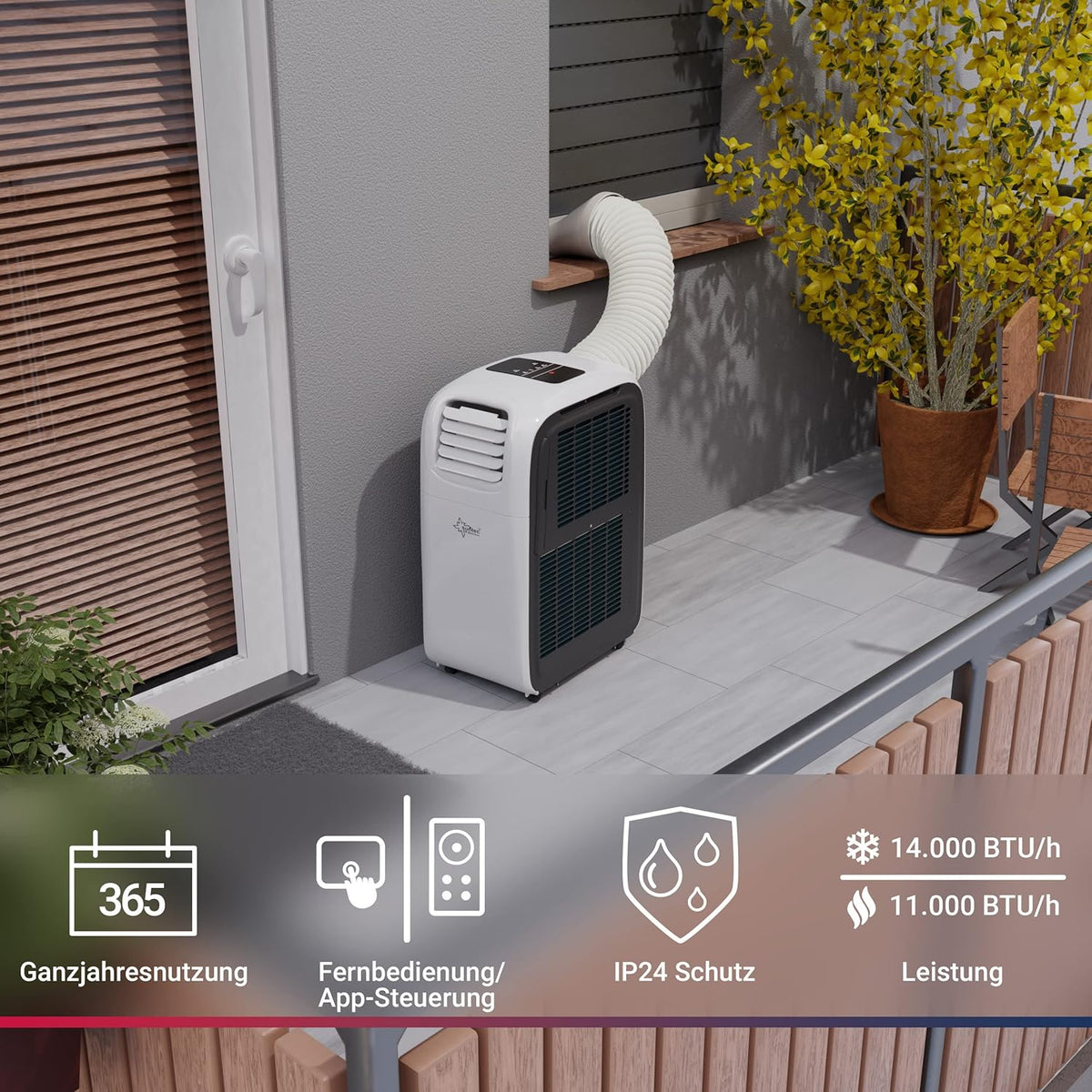SUNTEC Mobiles Klimagerät Transform 14.000 Eco R290 APP – Klimaanlage mobil und leise mit Smart App Steuerung – Entfeuchter für Räume bis 70 qm – Mobile Kühlung & Heizung für zuhause – 14.000 BTU
