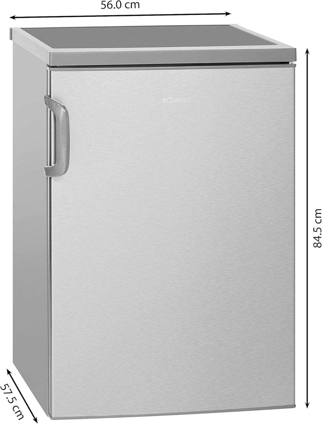 Bomann Kühlschrank mit Gefrierfach | Getränkekühlschrank mit 120L Nutzinhalt und 2 Glasablagen | Türanschlag wechselbar | kleiner Kühlschrank mit stufenloser Temperaturregelung | KS 2194.1 inox