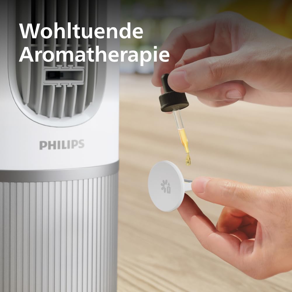 Philips Smarter Turmventilator 7000 Series – 8,4 m/s stark, ultraleise 22 dB, energieeffizient, App & Fernbedienung, Wlan, 12 Stufen, Schlafmodus, Temp‑Anzeige, 12‑h Timer, 80° Oszillation (CX7550/00)