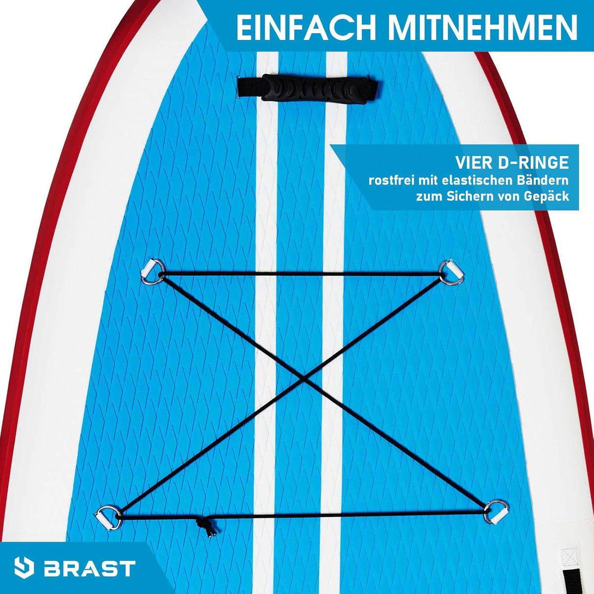 BRAST SUP Board Family | Aufblasbares Stand up Paddle Set XXL | 370x87x15cm bis 210kg | 7 Designs | inkl. Zubehör 2X Kajak-Sitz 2X Fußschlaufe 2X Paddel Pumpe Rucksack