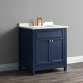 Marineblauer Badezimmerschrank aus Holz mit Keramikwaschbecken