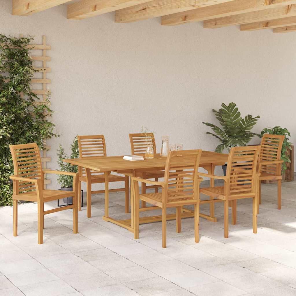 Gartentisch Teak 200x100 cm ausziehbar inkl. 6 Stühle für Balkon & Garten, massives Teakholz, wetterbeständige Outdoor Essgruppe, Modernes Design für Terrasse und Lounge