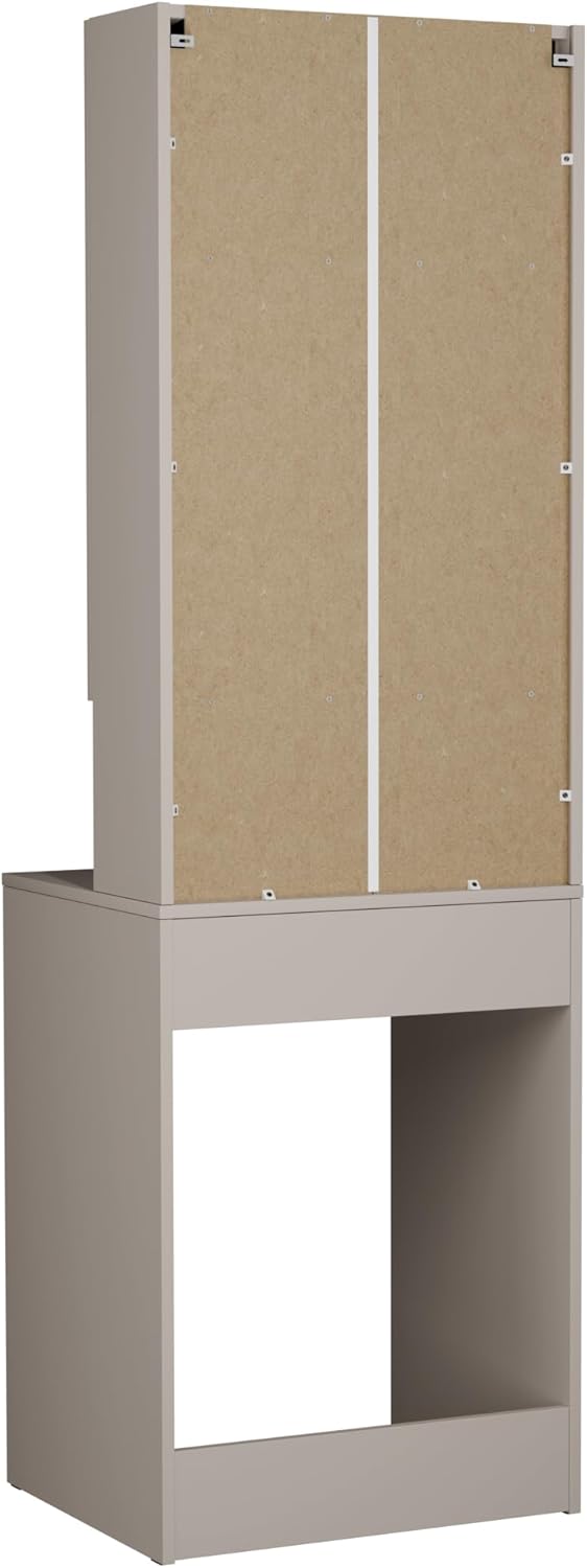 PLATAN ROOM Waschmaschinenschrank Badezimmer Hochschrank Überbauschrank für Waschmaschine und Wäschetrockner 210 x 65 x 50/56 cm weiß (Kaschmir (beige), 56 cm tief)