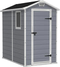 2026 Keter Manor 4X6 - Caseta de jardín, 130x192x198cm y 2,2m2, Suelo, Sistema de ventilación, Puerta y Ventana, Resistente al Agua, Color Gris
