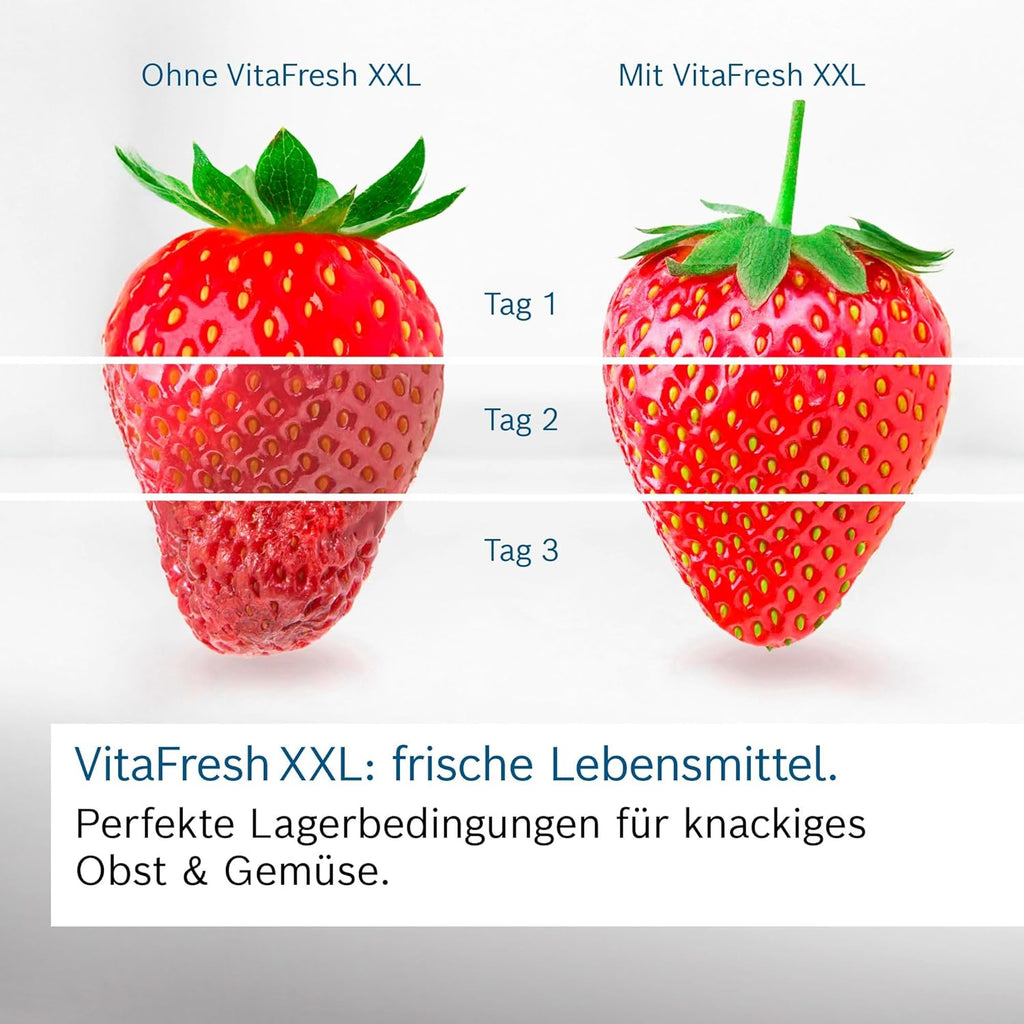 Bosch KGN49VICT Serie 4 Kühl-Gefrier-Kombination, 203 x 70 cm, 313 L Kühlen & 127 Gefrieren, VitaFresh XXL längere Frische, LED-Beleuchtung gleichmäßige Ausleuchtung