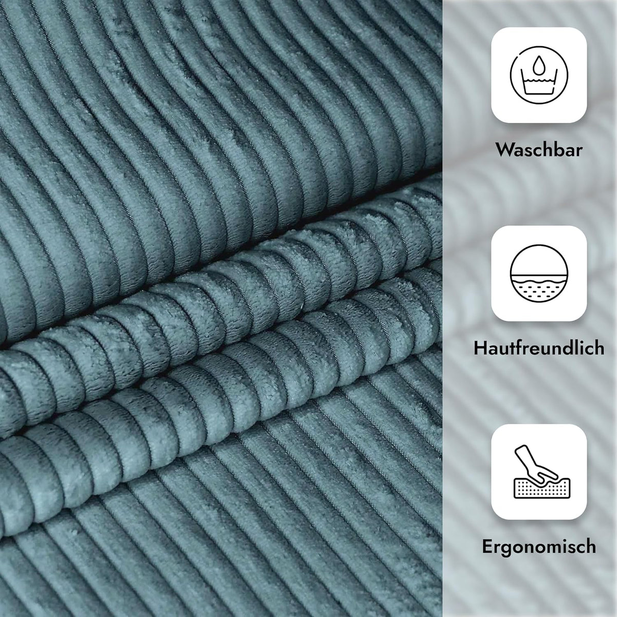 Gartensofa, 1x Dreisitzer, Metallrahmen mit Cordstoff Kissen, Terrassensofa, Outdoor Sofa, für Terrasse, Balkon, Garten, Ozeantiefe