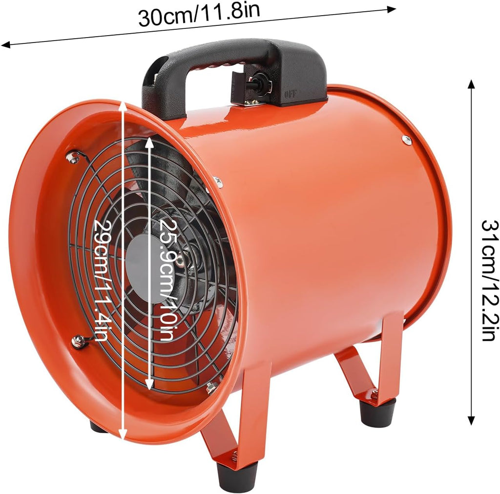 Industrieventilator Axialgebläse Ventilator Baugebläse Baustellengebläse 68 dB Geräuschpegel Industrielüfter Bauventilator mit 10M Schlauch