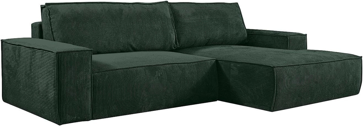 Vente-unique Ecksofa mit Schlaffunktion - Kord - Gr«¨n - Ecke Rechts - Amelia von Pascal MORABITO