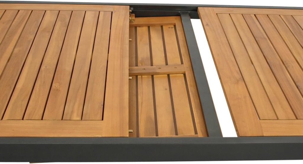 DEGAMO Gartentisch Ausziehtisch Milos 150/200x90cm, Aluminium anthrazit + Akazienholz geölt, Outdoor, FSC®-Zertifiziert