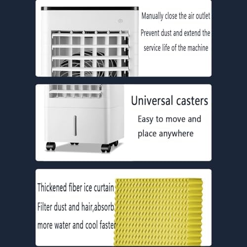 Tragbare Klimaanlage 3 in 1 Verdunstungskühler, Innenkühler Ventilator mit 9L Wassertank, Geschwindigkeitsfernbedienung, 90° Oszillation,