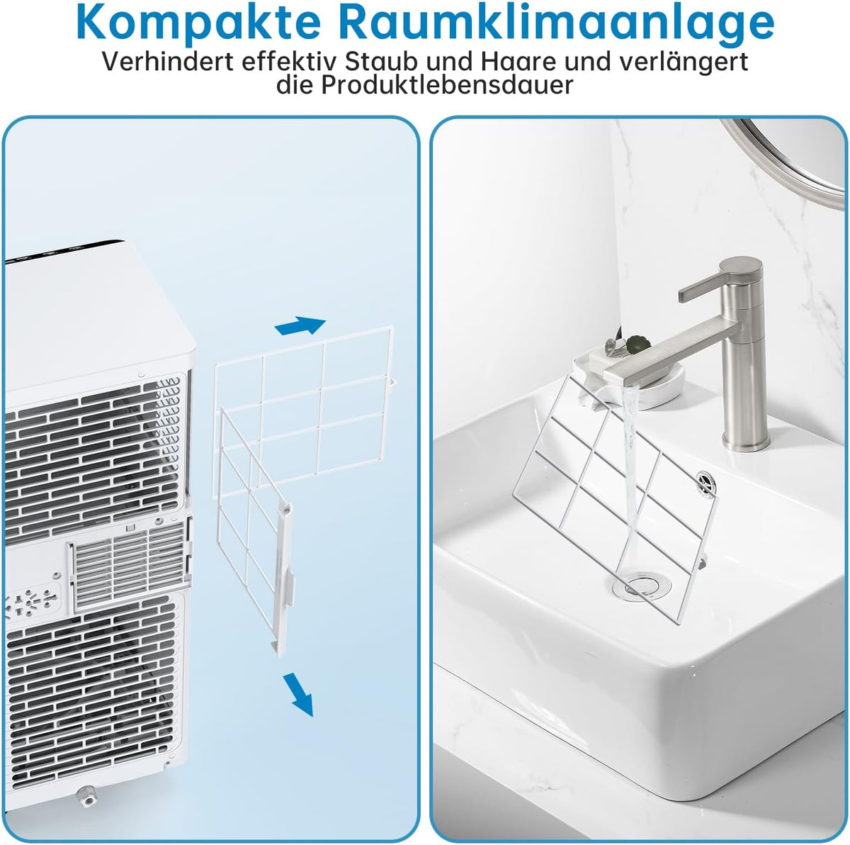 Tragbare Klimaanlage, mobiles Klimagerät 7000BTU, Kühlfunktion, Belüftung und Entfeuchtung, 2 Geschwindigkeitsstufen, Timer, 24 Fernbedienung, R290, ohne Außeneinheit