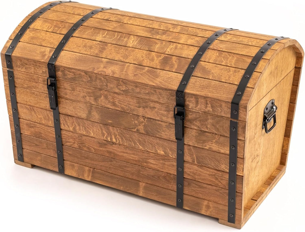 CREATIVE COOPER Holztruhe 180L – Klassischer Aufbewahrungskoffer aus geöltem Erlenholz – Vintage Design – Für Wohnzimmer, Terrasse & Garten – 80x50x50 cm