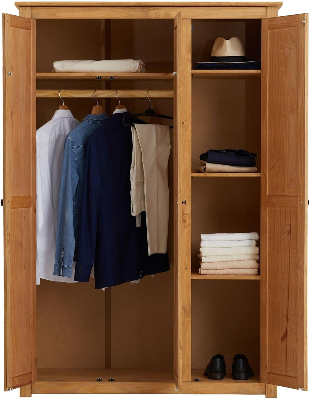 IDIMEX Kleiderschrank CANCUN - Massiver 3-türiger Schlafzimmerschrank, Kiefer, gebeizt/gewachst