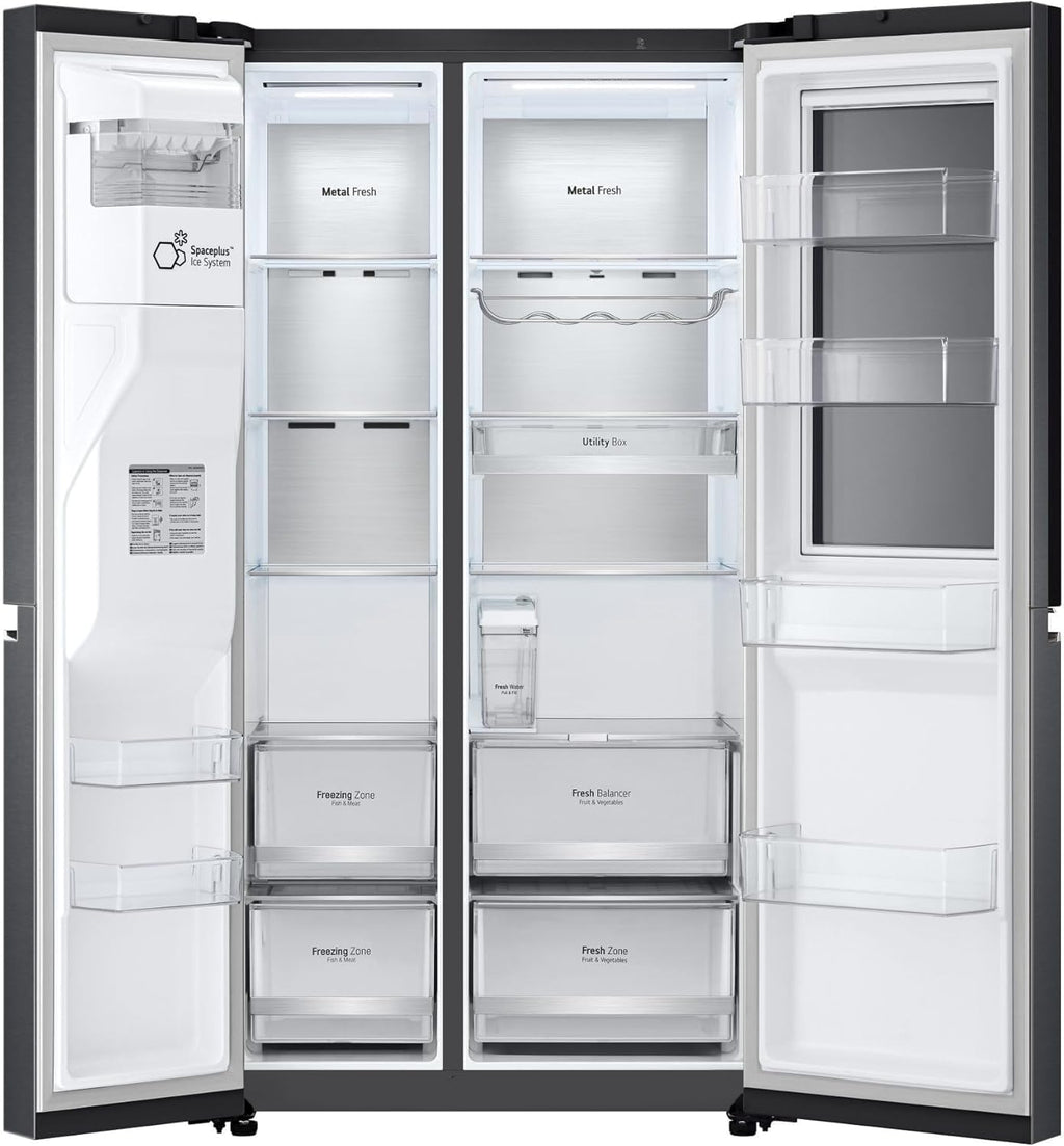 LG GSXV91MCAE Amerikanischer Kühlschrank Side by Side InstaView Total No Frost mit Gefrierfach, 635 l, Nano-UV-Eis-Spender, Türkühlung, Linear Cooling, Smart Kühlschrank mit WLAN und Gefrierschrank