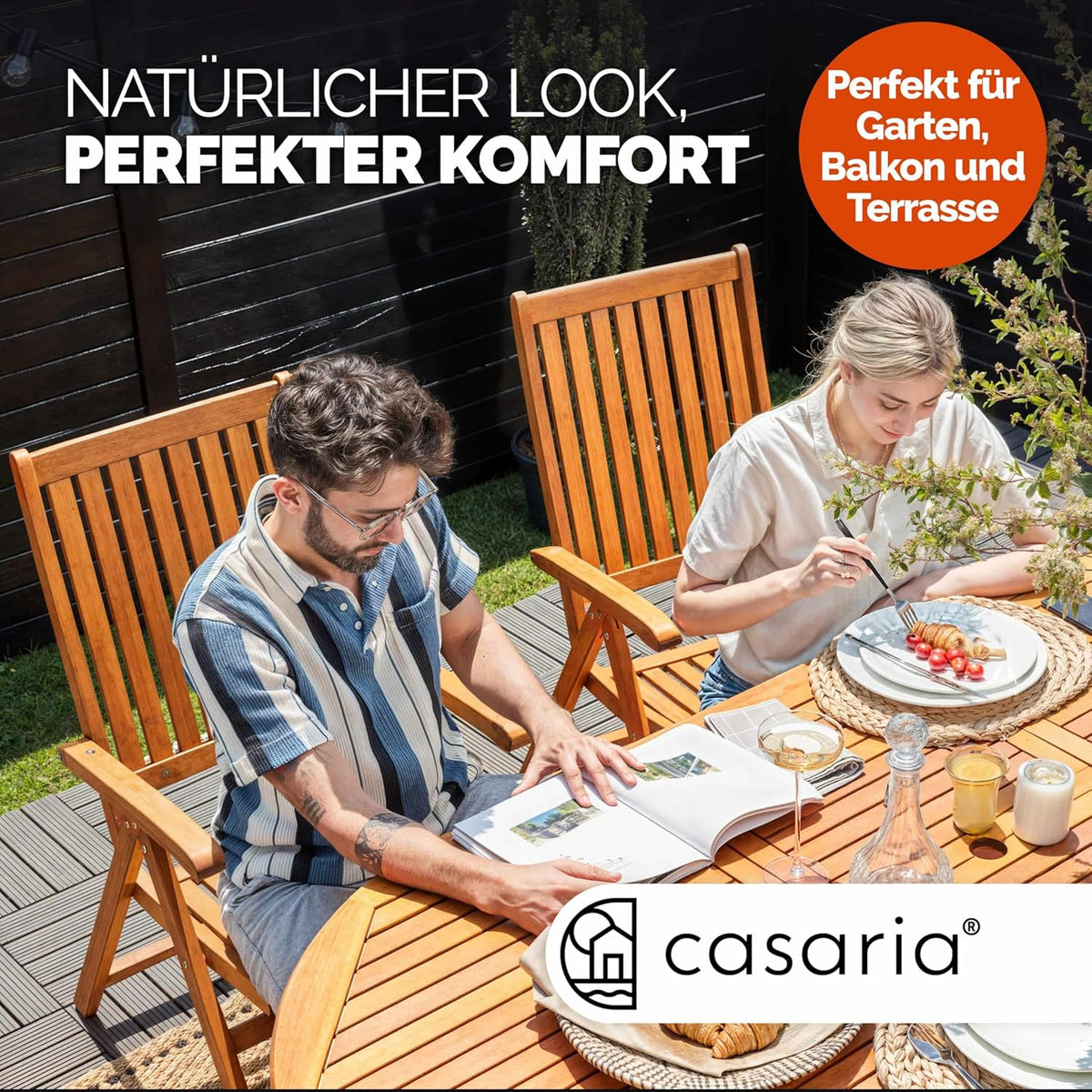 Casaria® Gartentisch Wetterfest FSC®-Zertifiziert Holz 200x100cm 160kg Belastbarkeit Schirmständer Balkon Garten Terrasse Tisch Klapptisch Balkontisch Eukalyptus