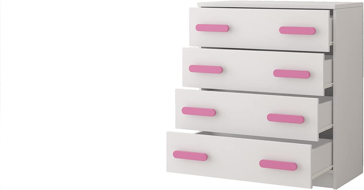 Fabryka Mebli Idźczak Kinderzimmer-Set Jonas I 01 - Schrank, Bett, Wandregal, Kommode, Schreibtisch, Nachttisch - Kleiderschrank - Skandinavischer Stil, Modern Design - Weiß