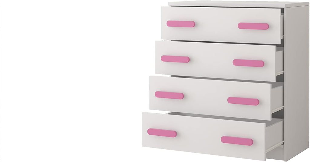 Fabryka Mebli Idźczak Kinderzimmer-Set Jonas I 01 - Schrank, Bett, Wandregal, Kommode, Schreibtisch, Nachttisch - Kleiderschrank - Skandinavischer Stil, Modern Design - Weiß/Grau