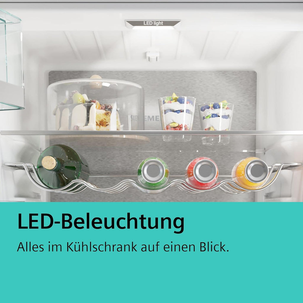 Siemens KI86NADD0 Einbau-Kühl-Gefrier-Kombination iQ500, einbaufähige Kühlkombination mit Gefrierbereich unten, 177,2x55,8 cm, 184L Kühlen, 76L Gefrieren, noFrost, hyperFresh, autoAirflow