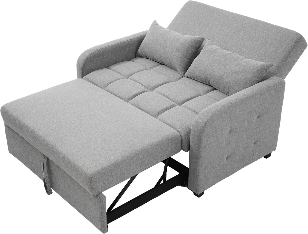 Zweisitzer Sofa mit Schlaffunktion, Verstellbares Rückenteil Sofa, klappsofa mit schlaffunktion, Komfort SofaBett für kleine Wohnungen Studentenwohnheime, 127x75 cm, Dunkelgrau