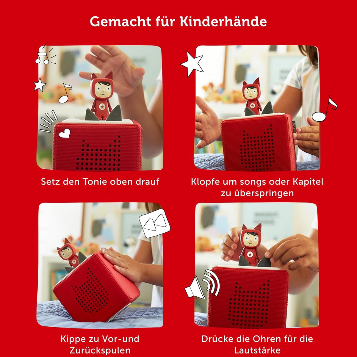 Toniebox Extrapack – Toniebox Starterset Blau mit Kreativtonie + 4 x Disney Tierische Helden Hörfiguren, Audioplayer für Hörbücher und Lieder, kabellose Musikbox mit Disney Hörspiel