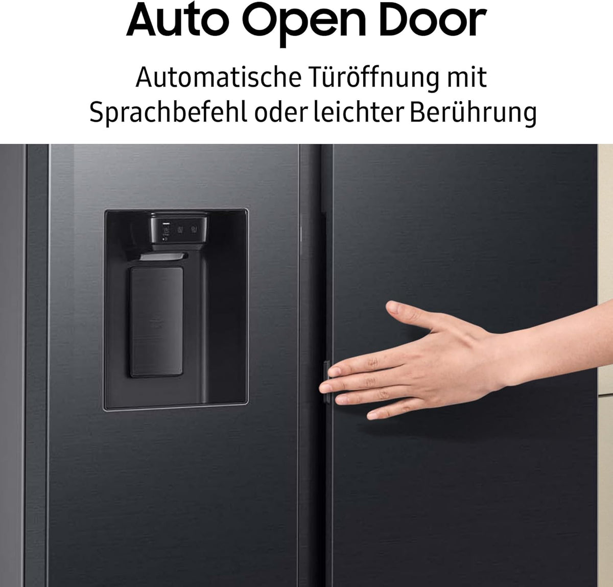 Samsung RS80F64KEFEF Side-by-Side Kühl-Gefrierkombination, AI Kühlschrank mit Gefrierfach, 178,4 cm, 640 l, Eis-/Wasserspender mit Festwasseranschluss, AI Voice Control & Energy Mode, Black Steel