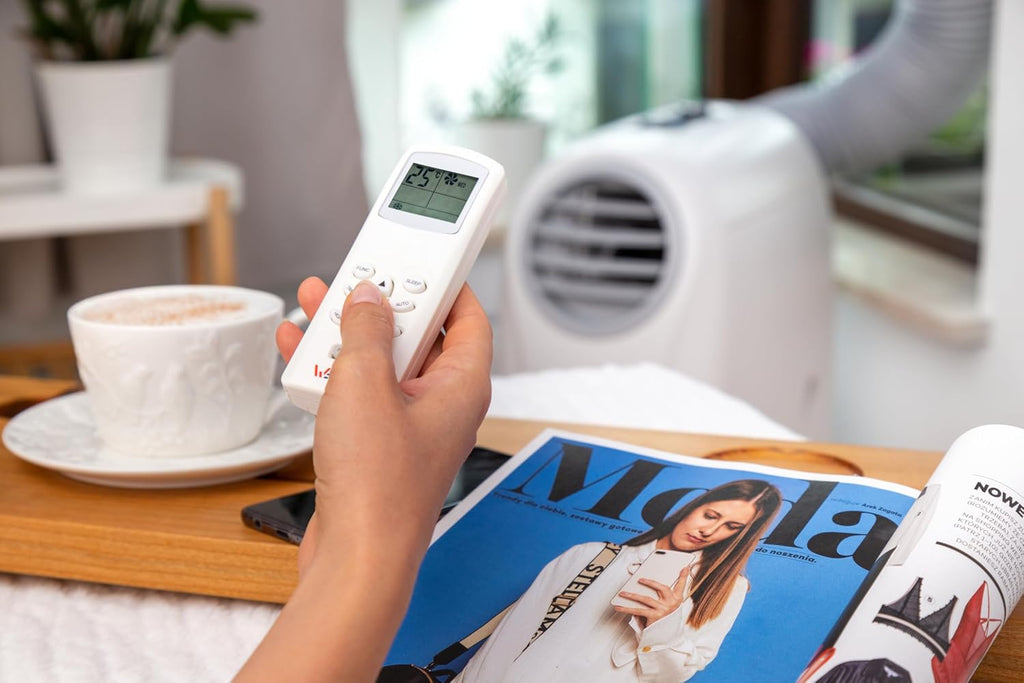 Welltec ACH1414 Mobile Klimaanlage | 4in1 Klimagerät: Kühlung, Heizung, Entfeuchtung, Belüftung | 14.000 BTU | max. 75 m² | WiFi | reichhaltiges Zubehörset | Energieklasse A | 5 Jahre Garantie