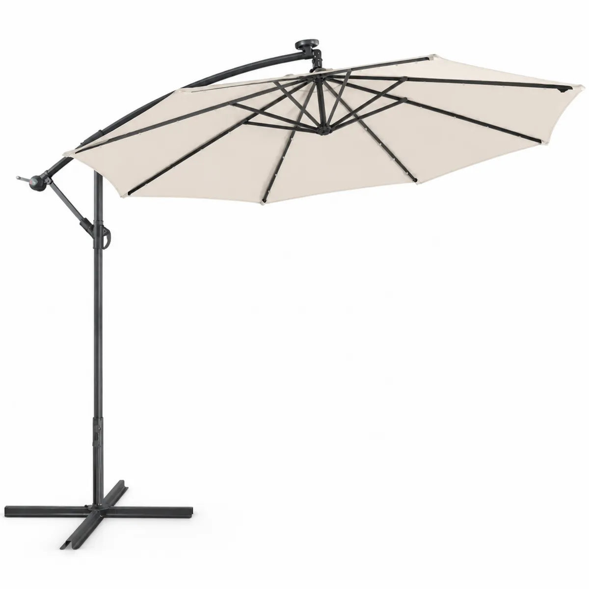 Freistehender Gartenschirm Rund Ø 300 cm Beige Aluminium Polyester