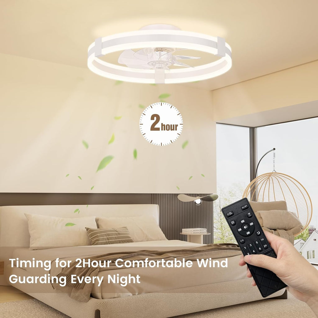 NIORSUN Ventilator Deckenleuchte,50CM LED Deckenventilator mit Beleuchtung,3 Farbtemperatur und 6 Geschwindigkeiten Deckenventilator mit Lampe,APP/Fernbedienung Dimmbar Ventilator Deckenlampe Weiß
