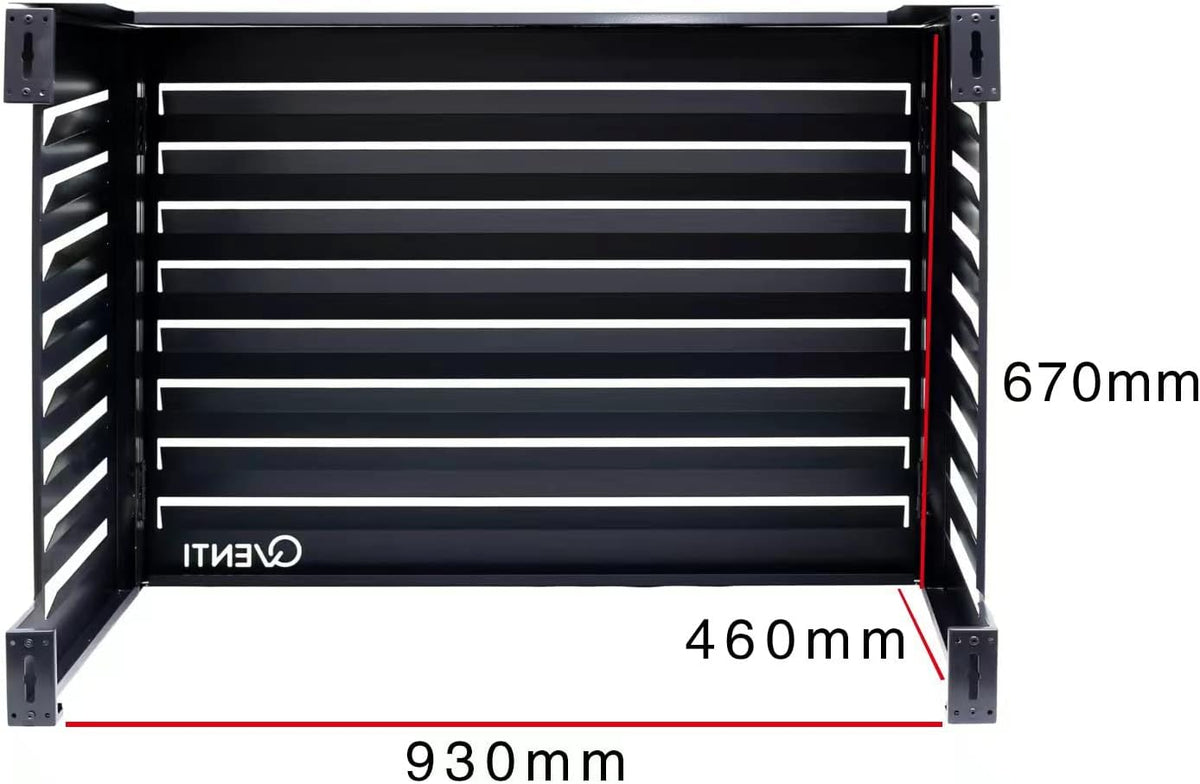 Qventi Abdeckung für Klimaanlage - Anthrazit/Grau - Aluminium - Schutzgitter - Verkleidung - Einfache Montage - Größe S - Außenmaße (LxBxH): 100 x 50 x 75 cm