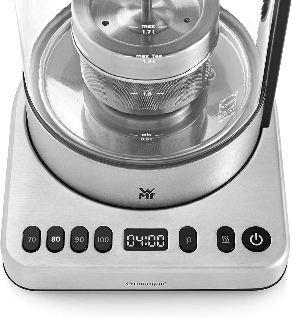 WMF Lono Toaster Glas mit Brötchenaufsatz, 2 Scheiben, XXL, motorisierte Toastaufnahme & Lono 2 in 1 Vario Wasserkocher, mit Temperatureinstellung, 1,4-1,7 l, 3000 W, Teekocher Glas mit Teesieb