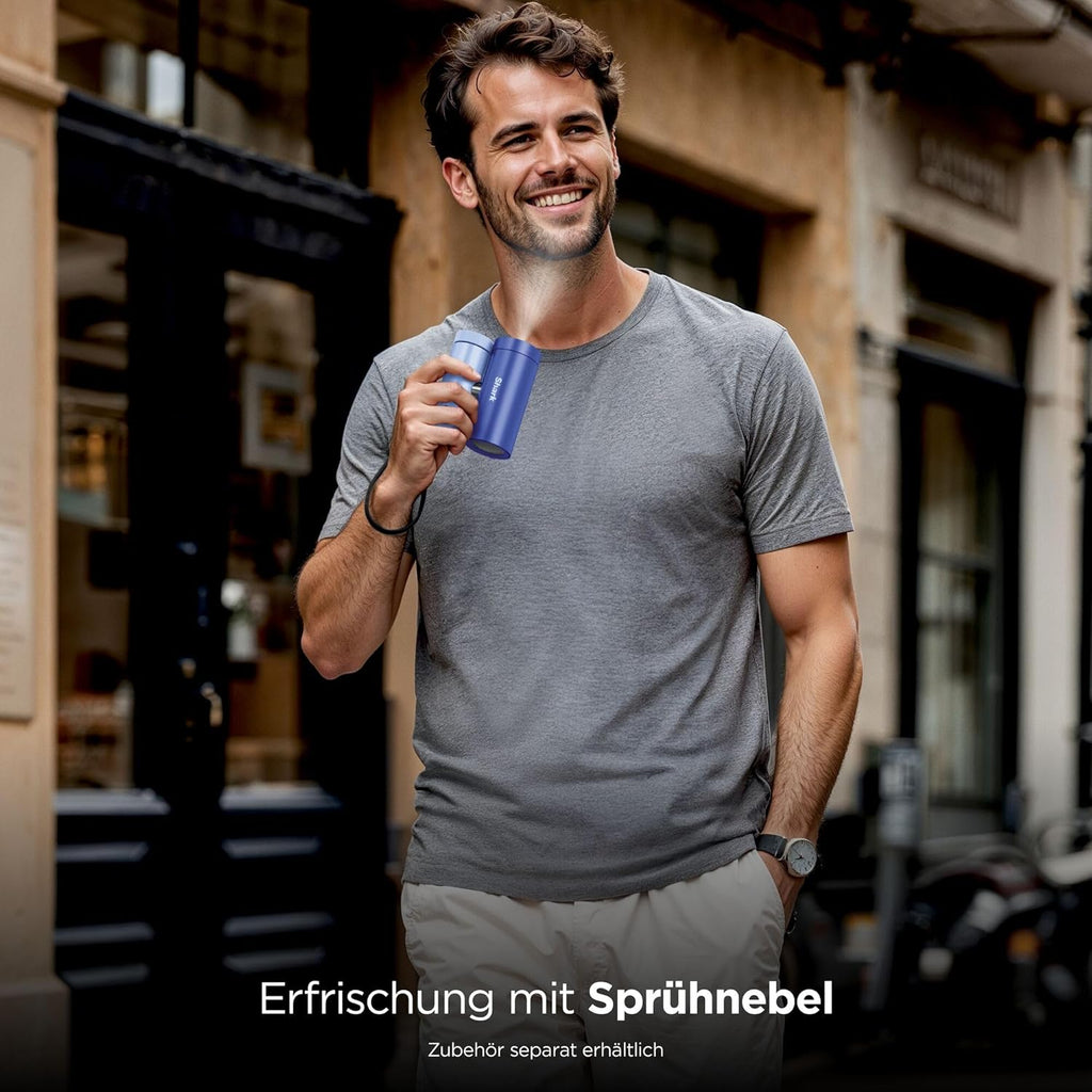 Shark ChillPill 3-in-1-Hochgeschwindigkeits-Handventilator-, Sprühnebel- und InstaChill-System, mit 3 Kühlaufsätzen, reisefreundliches Design, Hellgrau FA022EULV