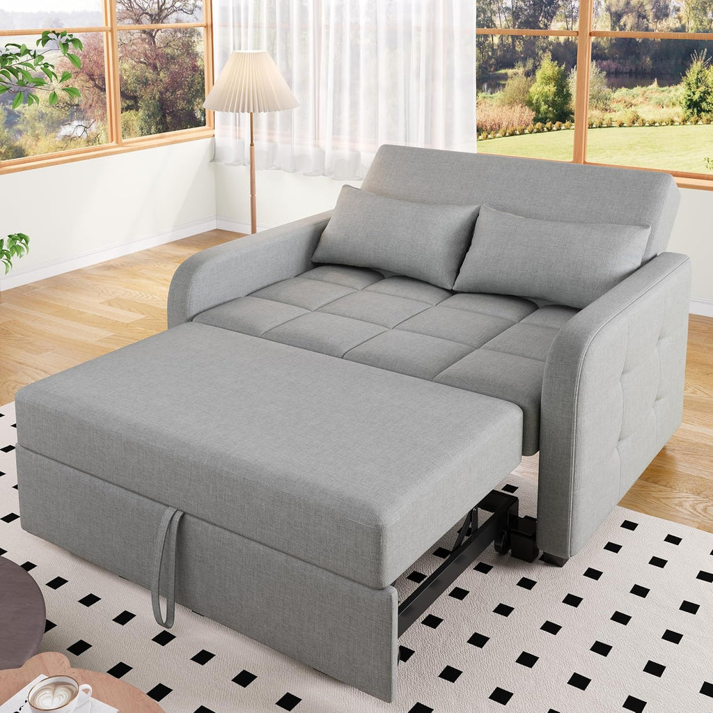 Zweisitzer Sofa mit Schlaffunktion, Verstellbares Rückenteil Sofa, klappsofa mit schlaffunktion, Komfort SofaBett für kleine Wohnungen Studentenwohnheime, 127x75 cm, Dunkelgrau