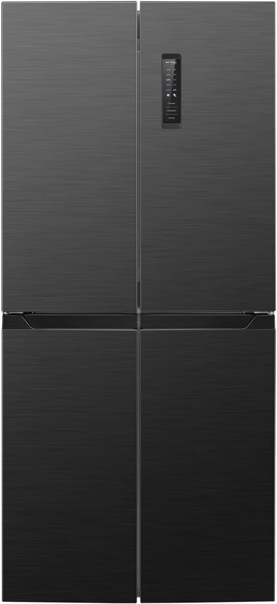 Bomann® French Door Kühlschrank No Frost | Kühl-Gefrier-Kombinationen mit Total No Frost | Kühlschrank mit Gefrierfach 362L | Side by Side Kühlschrank mit MultiAirflow-System | KG 7358 schwarz-inox