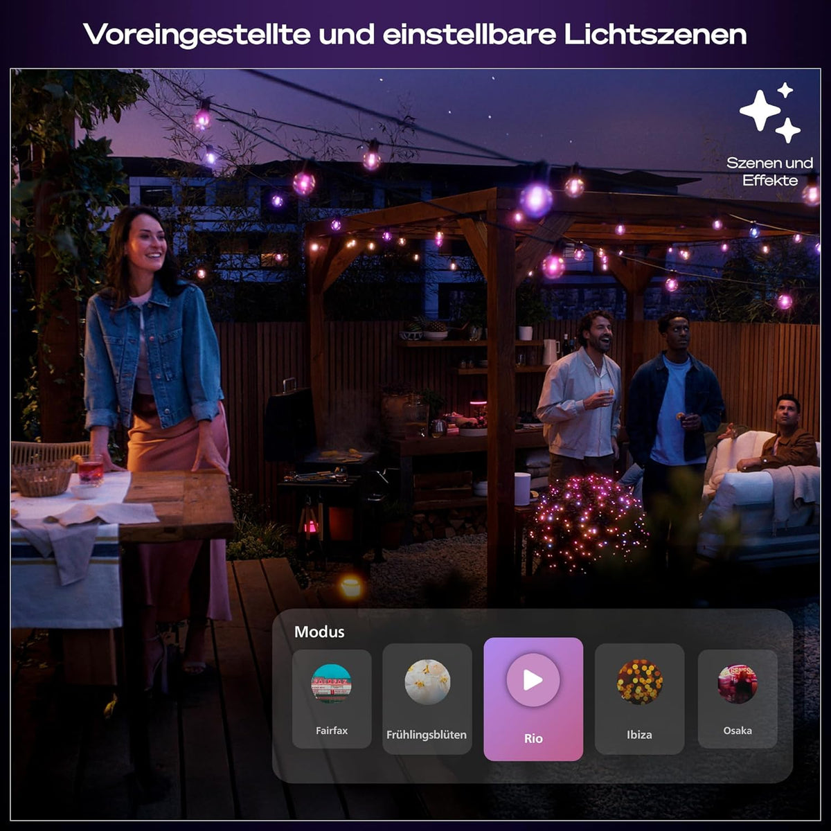 Hue Festavia Globe Außenlichterkette, White & Color Ambiance, 21 M LED Lichterkette, 30 Lampenkugeln, dimmbare Gartenbeleuchtung funktioniert per Hue App, Alexa, Google Assistant, Home