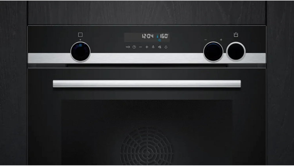 Siemens HR578GFS7F, iQ500 Smarter Einbau-Backofen mit Dampfunterstützung, 60 x 60 cm, Pyrolyse Selbstreinigung, Air Fry, Backautomatik, 3D Heißluft, Inklusive Bratenthermometer und Teleskopauszug