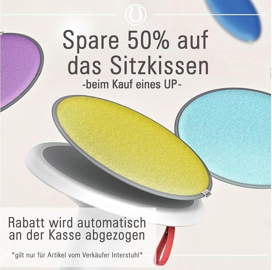 Interstuhl UPis1 - ergonomischer Sitzhocker mit Schwingeffekt - höhenverstellbar - Hocker mit rutschhemmender Standfläche & Kippschutz - Bürohocker (Lachsorange, UP Junior)
