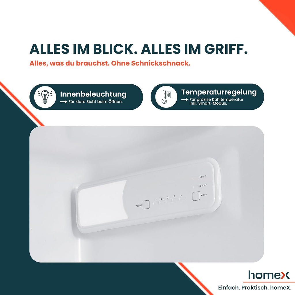 homeX CFB2491E Einbaukühlschrank mit Gefrierfach, Einbau Kühl Gefrierkombination, 178cm Nische - 249 Liter, Schlepptürtechnik, LED-Beleuchtung, leise 39 dB, Türanschlag wechselbar, 4-Sterne Gefrieren