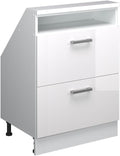 Vicco Dachschrägenschrank Rion, Weiß Hochglanz/Weiß, mit 2 Schubladen