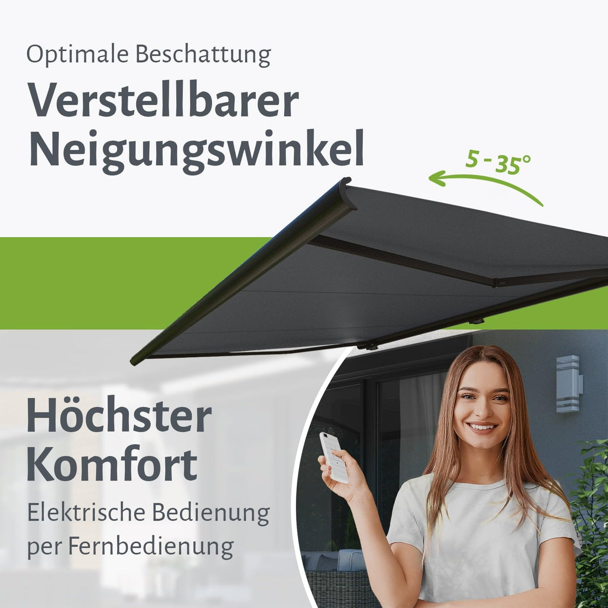 empasa elektrische Vollkassettenmarkise 'Profi' Kassettenmarkise Gelenkarmmarkise Markise Sonnenmarkise Sonnenschutz komplett vormontiert, Farbe:anthrazit, Größe:4 x 3 m