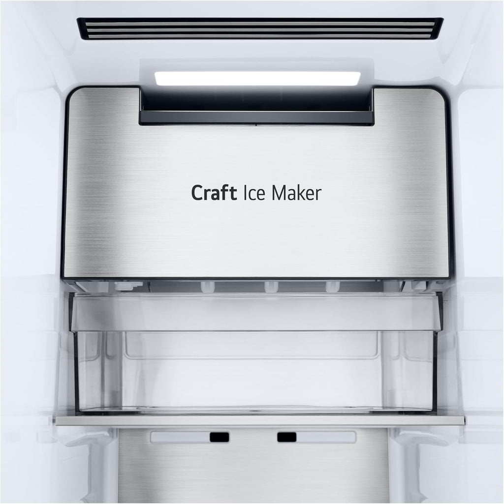 LG GSGV81PYLL Side by Side Kühlschrank, Klasse E, 635 L, Instaview, Kühlschrank mit Gefrierfach, Eis-, Crushed Ice- Wasserspender, Total NoFrost, Smart Inverter Kompressor, Wi-Fi