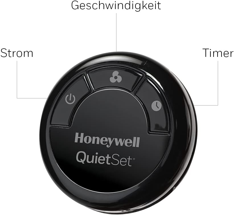 Honeywell Advanced QuietSet Oszillierender Standventilator (5 Geschwindigkeitseinstellungen, Timer-Funktion, Oszillation 70°, Höhenverstellung, Fernbedienung, Einfach zu benutzen) HSF600B