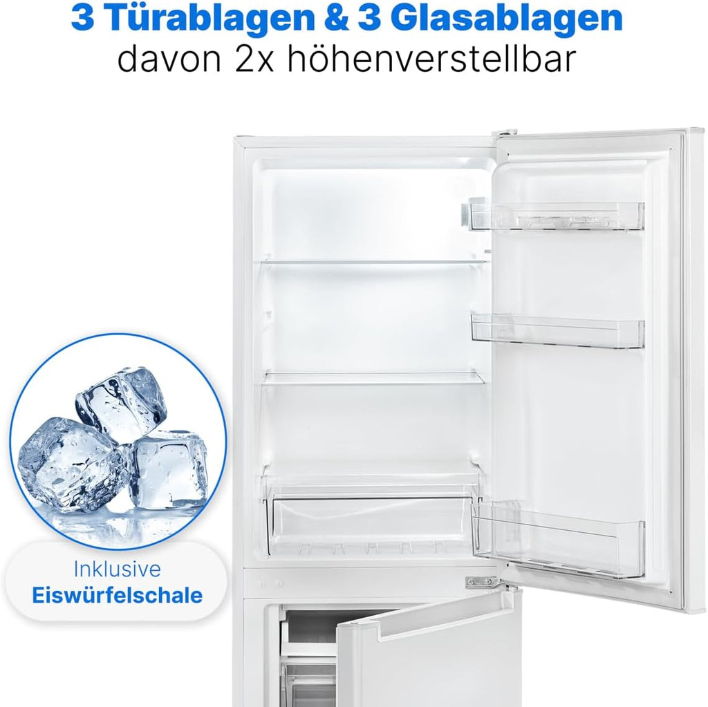 Bomann® Kühlschrank mit Gefrierfach 143cm hoch | Kühl Gefrierkombination 173L mit 3 Ablagen & 3 Schubladen | Türanschlag wechselbar | leise Kühlgefrierkombi 40db | Kühlschrank | KG 7331 weiß