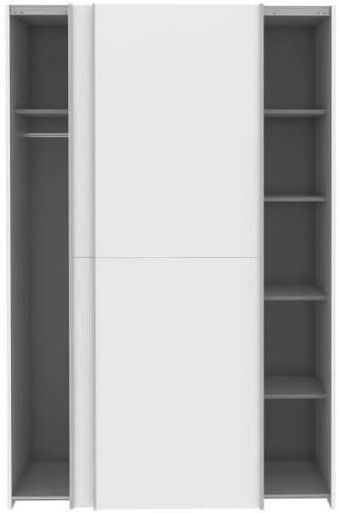 FORTE OZZULA Schrank 120, Kleiderschrank Weiß, Schwebetürenschrank, Schlafzimmerschrank Modern 2-türig mit Einlegeböden und Kleiderstange, 120 cm breit x 190.5 cm hoch x 61 cm tief