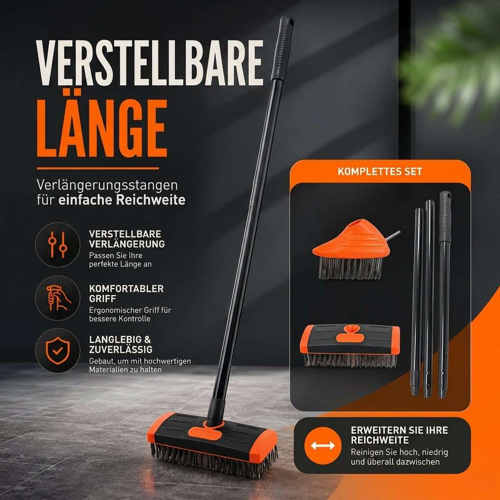 Fugenbürste 3 in 1 mit Teleskopstiel | FugenElys
