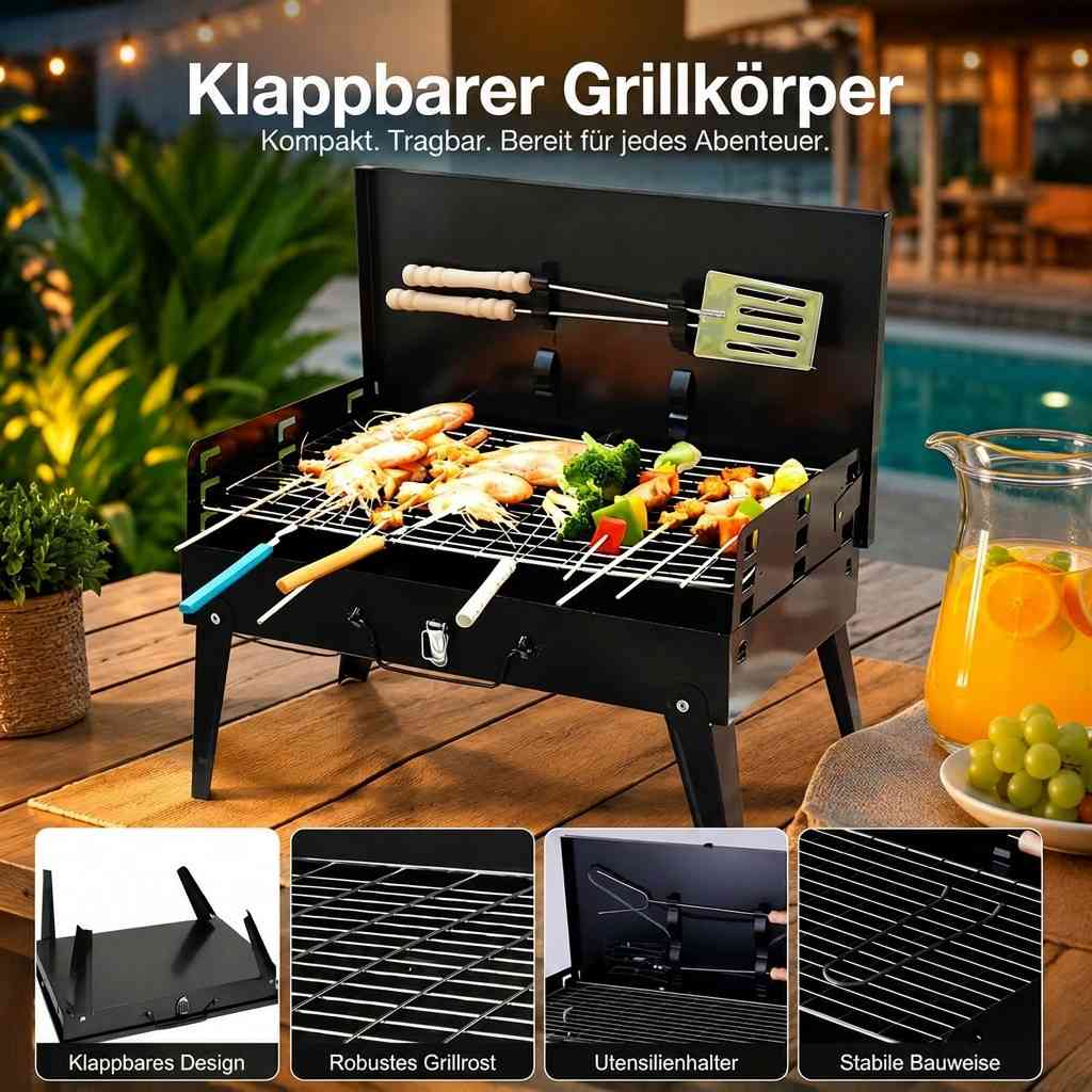 Faltbarer Holzkohlegrill | Kohlekoffer
