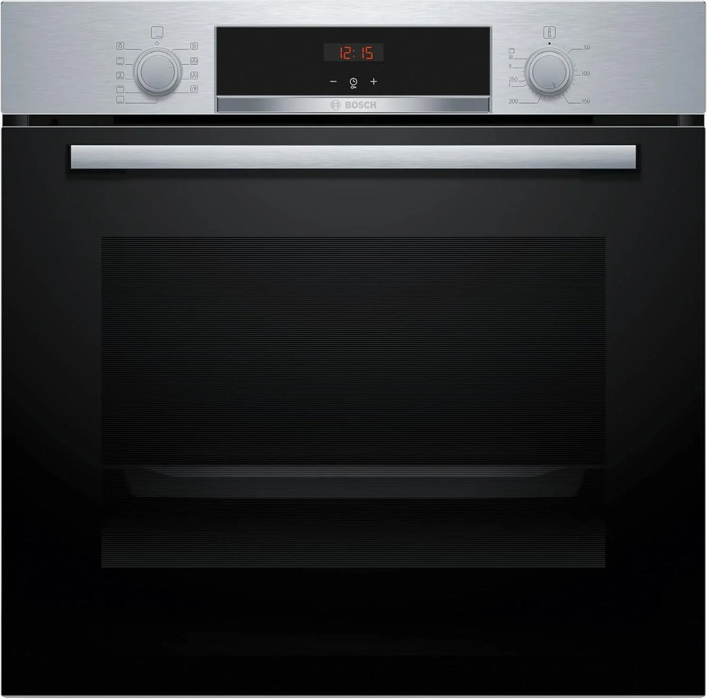Bosch - Horno Multifunción, Serie 4, 60 cm. de ancho, Asistente de limpieza con agua, 3D Hotair, Acero, HBA514ES3
